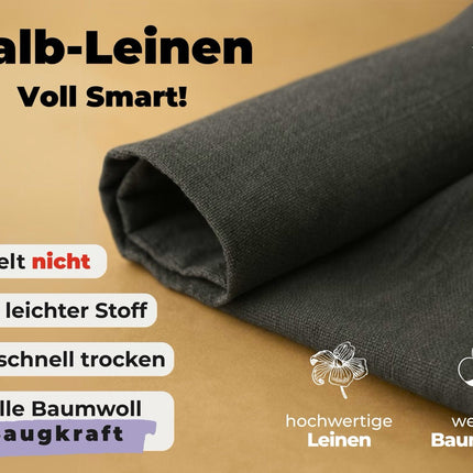 2x Halbleinen Geschirrtücher Anthrazit & 3x Spüllappen Grau (Dark-Grey)