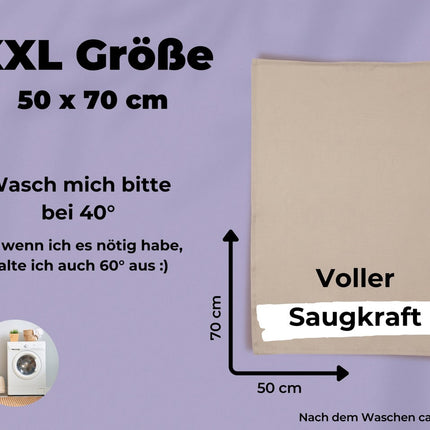 2x Geschirrtücher Halbleinen Beige & 3x Spüllappen Schwarz (Beige-Mix)
