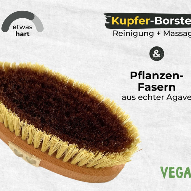 Trockenbürste Körper mit Kupferborsten & Agave Naturborsten (vegan)