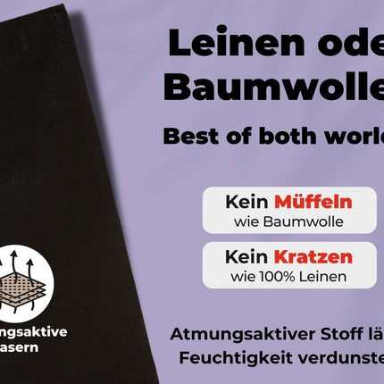 2x Geschirrtücher Schwarz Halbleinen & 3x Spüllappen Schwarz (All-Black)