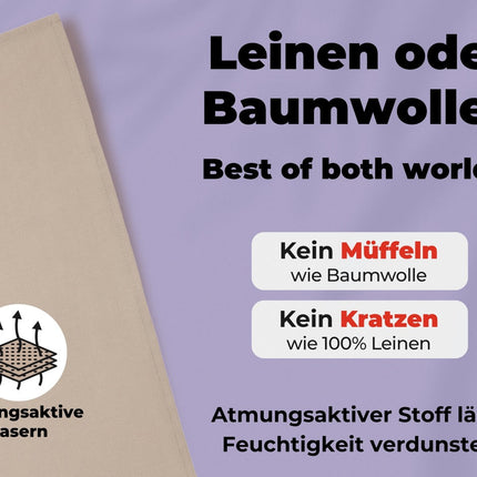 2x Geschirrtücher Halbleinen Beige & 3x Spüllappen Schwarz (Beige-Mix)