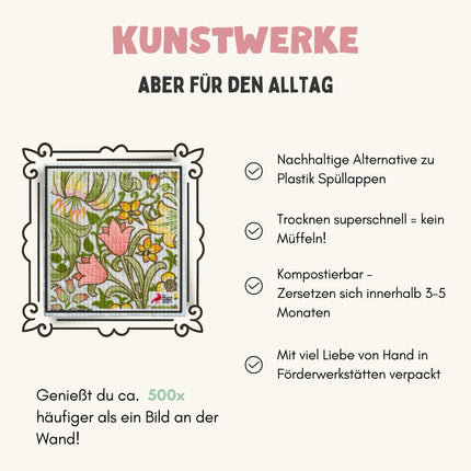 3x Art Spültücher waschbar - Original William Morris Golden Lily