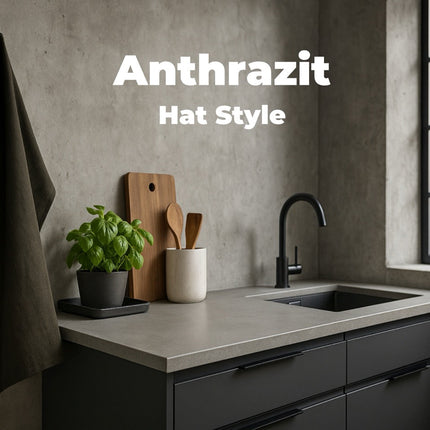 2x Halbleinen Geschirrtücher Anthrazit & 3x Spüllappen Grau (Dark-Grey)
