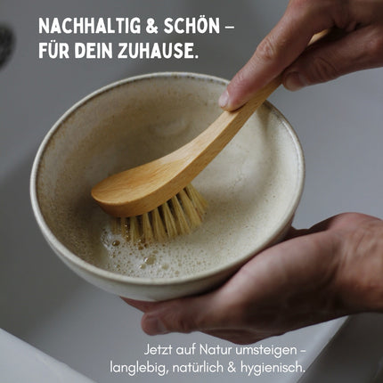 Spülbürste Holz Naturborsten aus Agave (soft) Plastikfrei + Vegan