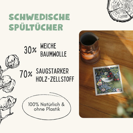 3x Art Spültücher waschbar - Original William Morris Golden Lily
