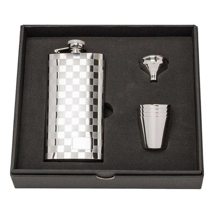 Herbertz Taschenflasche, Geschenkset, Edelstahl, 147 ml, Karo