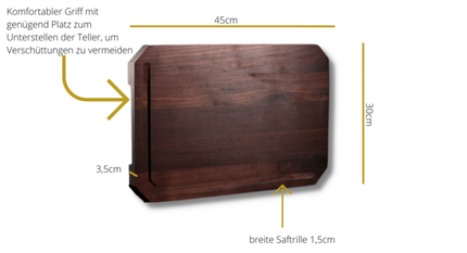 PUMA Schneidebrett Walnuss 45x30cm – Massivholz mit Saftrille & Gummifüßen