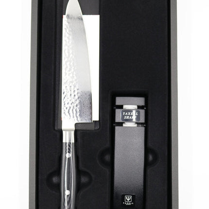 Yaxell Kochmesser-Set Chefmesser ZEN + Messerschärfer (Damaszenerklinge)