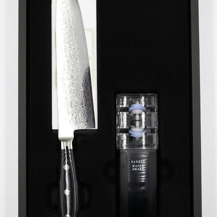 Yaxell Kochmesser-Set Chefmesser GOU 101 + Messerschärfer (Damaszenerklinge)