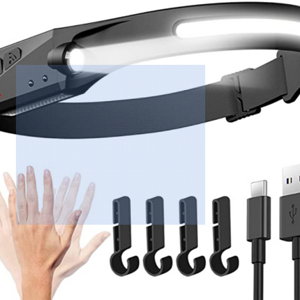 Stirnlampe LED mit WELLEN STEUERUNG + Zubehör