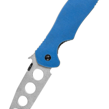 Kershaw Emerson E-Train Trainingsmesser in Sicherheitsblau, geschlossen, G-10 Griff