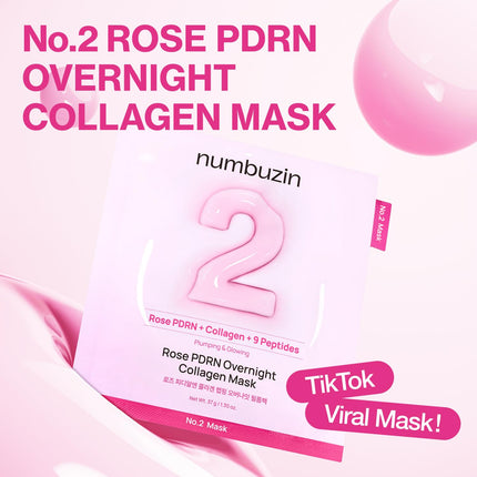 Numbuzin No.2 Rose PDRN Overnight Collagen Mask Set