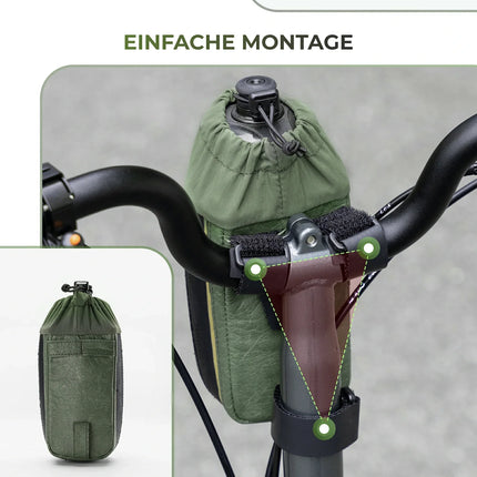 ROAD TO SKY Nachhaltige Fahrrad-Wasserflaschentasche aus recycelten Reifen 0,8L