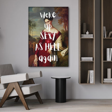 Sexy as Hell Leinwandbild – Quotes Wandbild für Lifestyle, Schlafzimmer & moderne Wanddeko