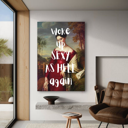 Sexy as Hell Leinwandbild – Quotes Wandbild für Lifestyle, Schlafzimmer & moderne Wanddeko