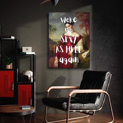 Sexy as Hell Leinwandbild – Quotes Wandbild für Lifestyle, Schlafzimmer & moderne Wanddeko