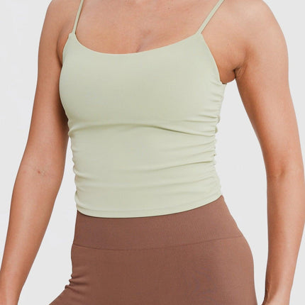 Tank Top U-Ausschnitt luftig weich mit herausnehmbaren Pads – Grün