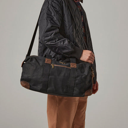 Heritage Waxed Canvas Holdall – Gewachste Weekender-Tasche 19 L, Lederdetails