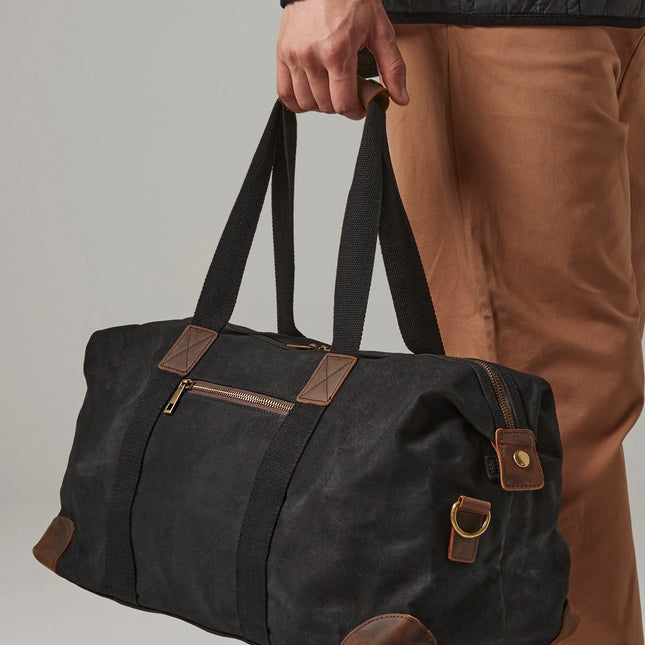 Gewachste Canvas-Reisetasche mit XL-Reißverschluss und Fronttasche